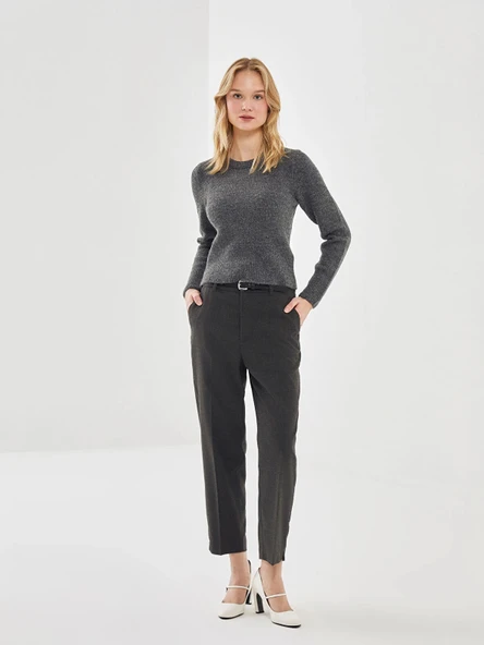 LCW Vision GRİ Beli Kemerli Loose Fit Kadın Pantolon ürün görseli 1