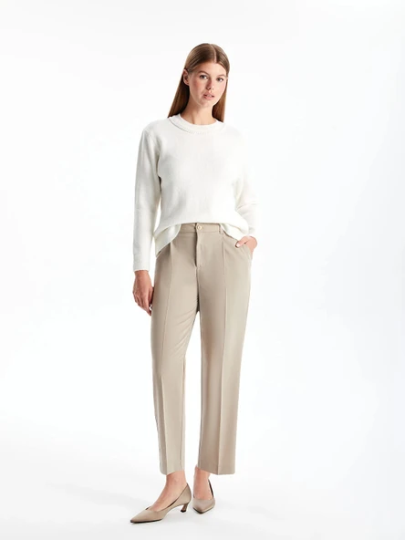 LCWAIKIKI Classic BEJ Loose Fit Kadın Pantolon ürün görseli 1