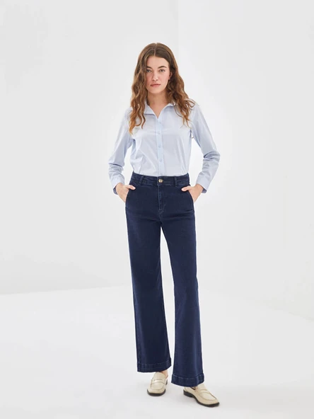 LCW Jeans İNDİGO Wideleg Kadın Jean Pantolon ürün görseli 1
