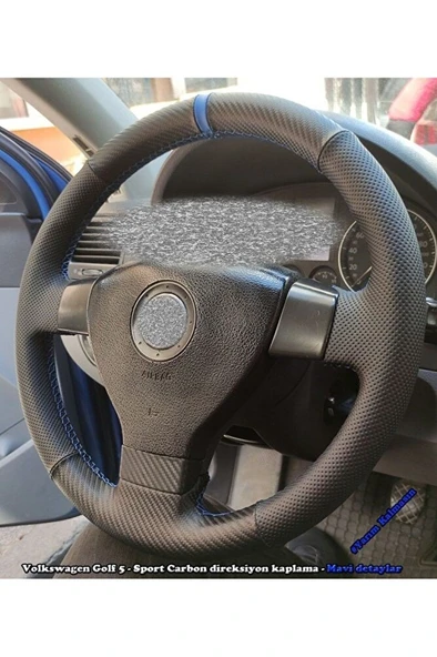 Volkswagen Golf 5 Araca Özel Direksiyon Kılıfı Nokta Karbon (Aracınızın Direksiyonuyla Teyit Ediniz) ürün görseli 1