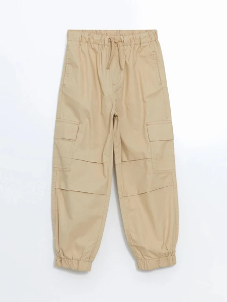 LCW Kids BEJ Beli Lastikli Erkek Çocuk Kargo Jogger Pantolon ürün görseli 1
