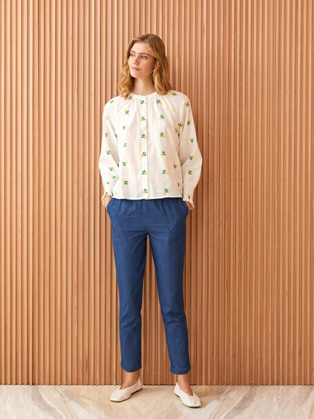 LCW Modest İNDİGO Kadın Slouchy Düz Jean Pantolon ürün görseli 1