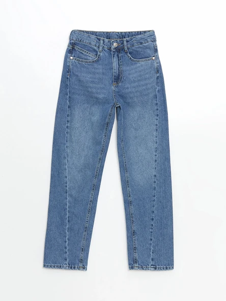 LCW Kids İNDİGO Beli Ayarlanabilir Lastikli Kız Çocuk Jean Pantolon ürün görseli 1