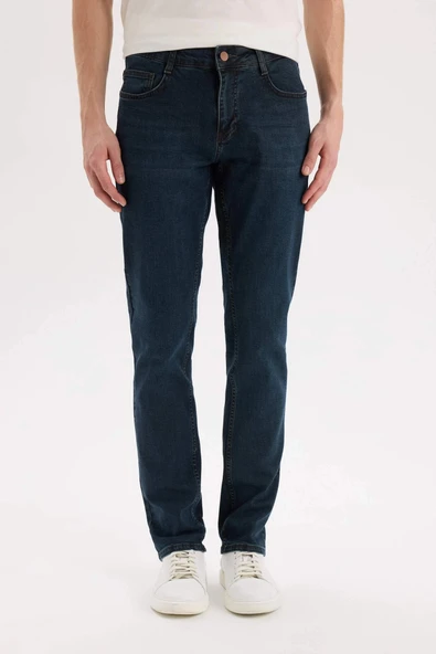 Defacto B4860 Mavi Pedro Slim Fit Dar Kalıp Normal Bel Dar Paça Jean Pantolon ürün görseli 1