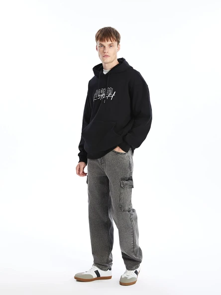 XSIDE ANTRASİT Baggy Fit Erkek Kargo Jean Pantolon ürün görseli 1