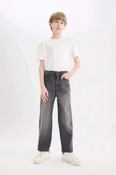 Defacto D6489 Gri Erkek Çocuk Loose Fit Düz Paça Jean Pantolon ürün görseli 1