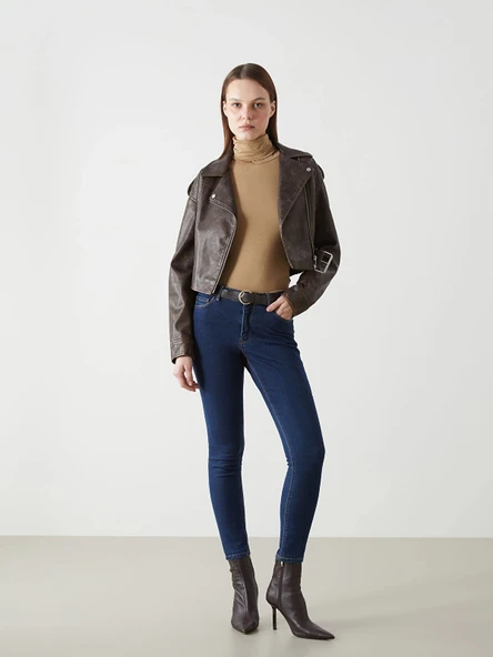 LCW Jeans İNDİGO Beli Kemerli Mercury Skinny Fit Kadın Jean Pantolon ürün görseli 1