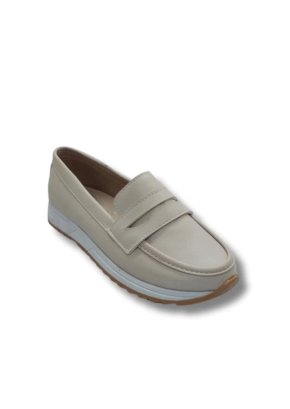 Kadın Rahat Comfort Taban Hafif Düz Topuklu Bağcıksız Loafer Babet Ayakkabı tarzklkrembabet1 ürün görseli 1