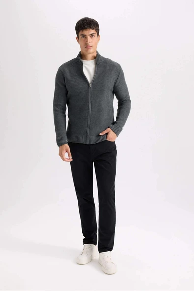 Defacto B2089 Siyah Yazlık Gabardin Chino Kanvas Pantolon Slim Fit Dar Kesim Dar Paça Cepli ürün görseli 1