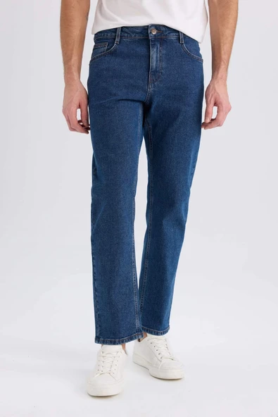 Defacto D9829 Mavi Sergio Regular Fit Normal Kalıp Normal Bel Boru Paça Jean Pantolon ürün görseli 1