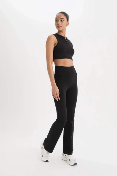 Defacto C5275 Siyah DeFactoFit Flare Fit Beli Saran İspanyol Paça Standart Boy Sporcu Eşofman Altı ürün görseli 1