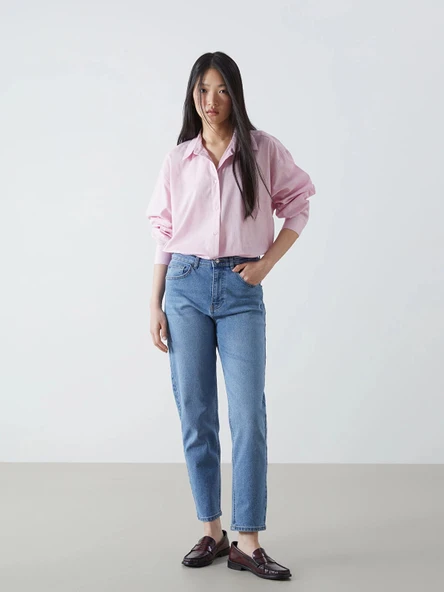 LCW Jeans İNDİGO Mom Fit Kadın Jean Pantolon ürün görseli 1
