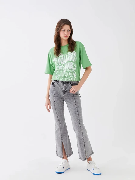 LCW Jeans SİYAH Yüksek Bel Mars Flare Kadın Jean Pantolon ürün görseli 1