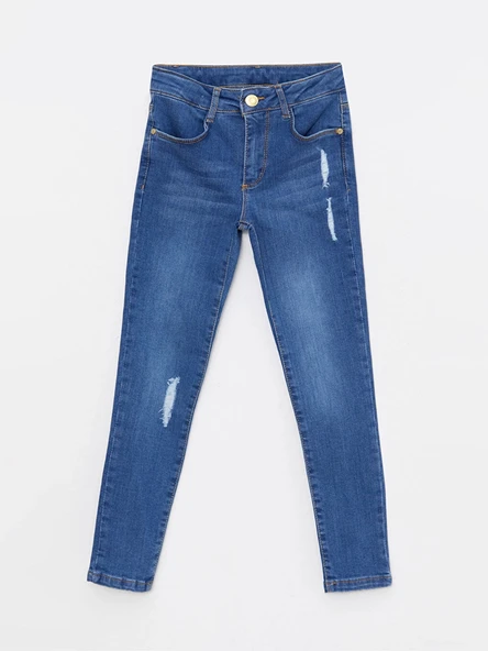 LCW Kids İndigo Basic Kız Çocuk Jean Pantolon ürün görseli 1