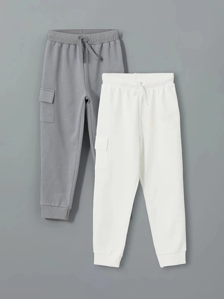 LCW Kids EKRU Beli Lastikli Erkek Çocuk Jogger Eşofman Alt 2'li ürün görseli 1