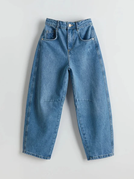 LCW Kids İNDİGO Beli Ayarlanabilir Lastikli Kız Çocuk Jean Pantolon ürün görseli 1