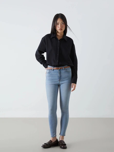 LCW Jeans İNDİGO Beli Kemerli Jüpiter Süper Skinny Fit Jean Pantolon ürün görseli 1