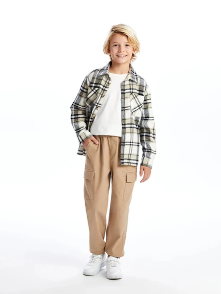 LCW Kids Bej Beli Lastikli Erkek Çocuk Kargo Jogger Pantolon ürün görseli 1