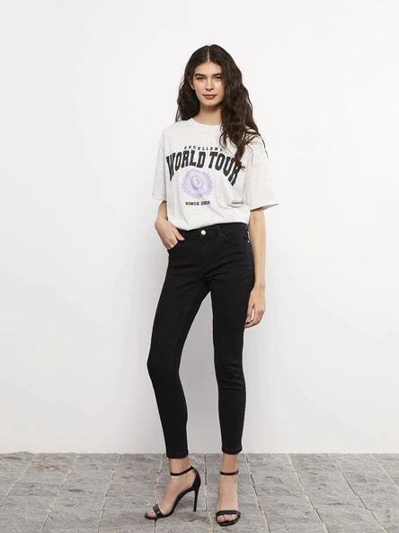 LCW Jeans SİYAH Mercury Skinny Fit Kadın Rodeo Jean Pantolon ürün görseli 1