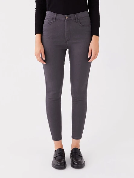 LCWAIKIKI Basic GRİ Slim Fit Kadın Jean Pantolon - Resim 3