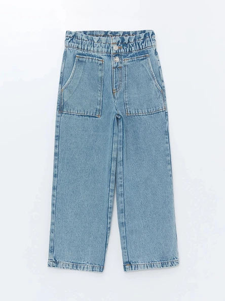 LCW Kids MAVİ Beli Lastikli Kız Çocuk Jean Pantolon ürün görseli 1
