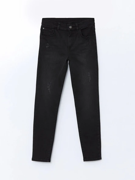 LCW Kids SİYAH Beli Ayarlanabilir Lastikli Erkek Çocuk Jean Pantolon ürün görseli 1