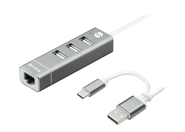 Swapp Sw-U222 Type-C Usb 2.0 10-100Mbps 3 Port Usb Ethernet Adaptör ürün görseli 1