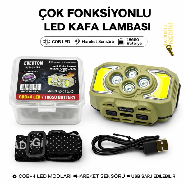 PTTAVM: RT-815S Şarj Edilebilir Sensörlü LED Kafa Lambası - 6