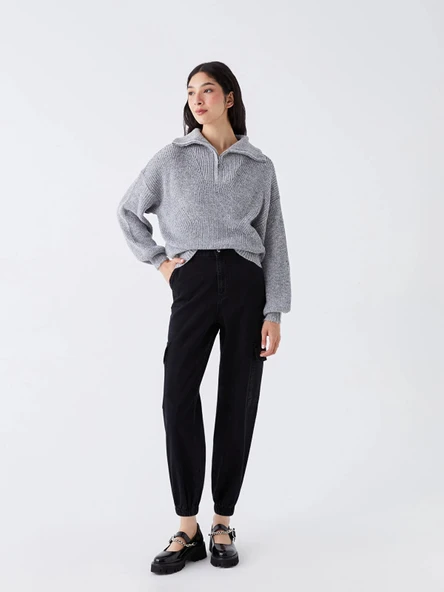 LCW Jeans SİYAH Yüksek Bel Jogger Kadın Jean Pantolon ürün görseli 1