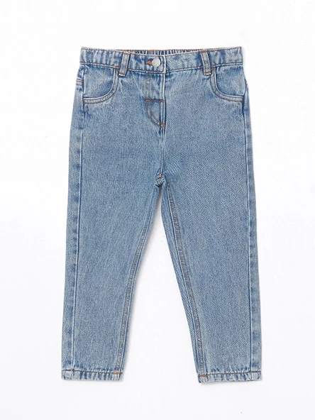 LCW baby MAVİ Beli Lastikli Basic Kız Çocuk Jean Pantolon ürün görseli 1