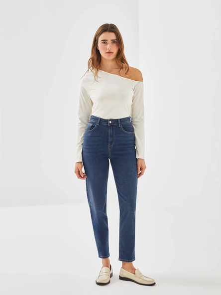 LCW Jeans İndigo Mom Fit Kadın Jean Pantolon ürün görseli 1