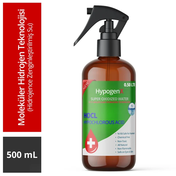 HypogenX Genel Temizlik Solüsyonu - 500 mL Sprey Başlıklı (Hipokloröz Asit Bazlı,Alkolsüz) ürün görseli 1