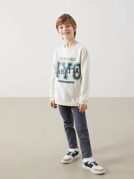 LCW Kids GRİ Beli Ayarlanabilir Lastikli Erkek Çocuk Jean Pantolon ürün görseli 1