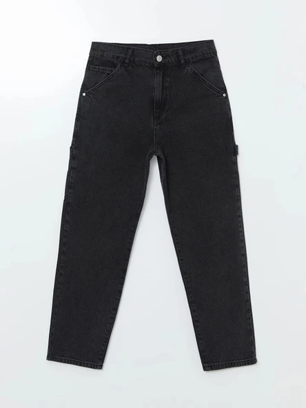 LCW Kids SİYAH Beli Ayarlanabilir Lastikli Erkek Çocuk Jean Pantolon ürün görseli 1