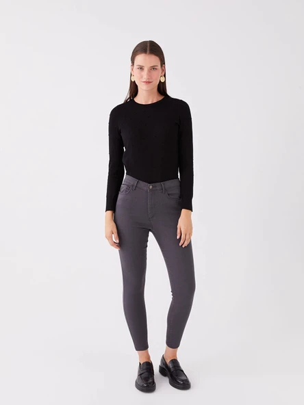 LCWAIKIKI Basic GRİ Slim Fit Kadın Jean Pantolon ürün görseli 1