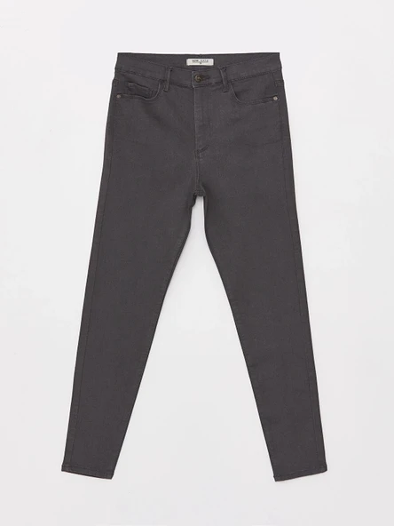 LCWAIKIKI Basic GRİ Slim Fit Kadın Jean Pantolon - Resim 5