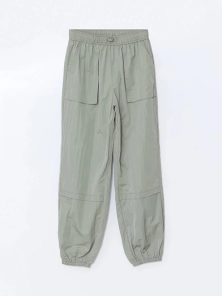 LCW Kids HAKİ Beli Lastikli Basic Kız Çocuk Jogger Pantolon ürün görseli 1