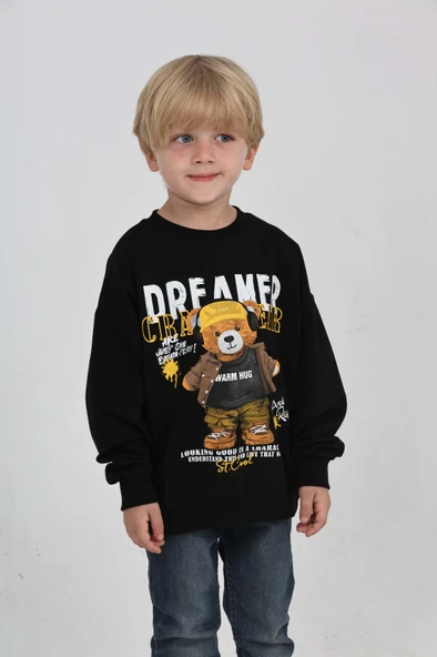 Toontoy Erkek Çocuk Oversize Bisiklet Yaka Düşük Omuz Baskılı Sweatshirt - 2 İplik ürün görseli 1