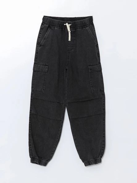 LCW Kids ANTRASİT Beli Lastikli Erkek Çocuk Kargo Jean Pantolon ürün görseli 1