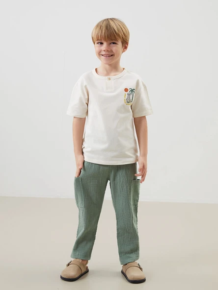 LCW baby YEŞİL Basic Erkek Çocuk Kargo Pantolon ürün görseli 1