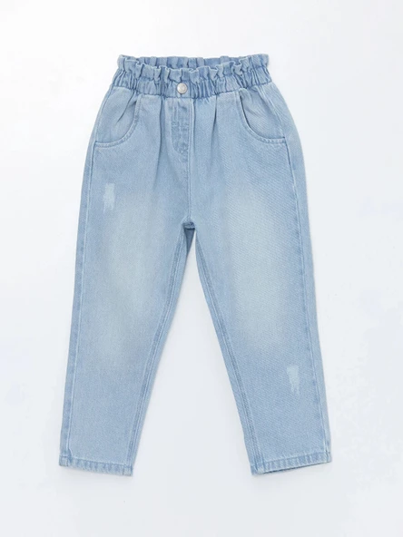 LC WAIKIKI MAVİ Beli Lastikli Basic Kız Bebek Jean Pantolon ürün görseli 1