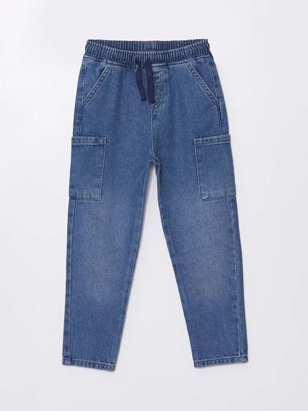 LCW Kids İNDİGO Beli Lastikli Basic Erkek Bebek Jean Pantolon ürün görseli 1