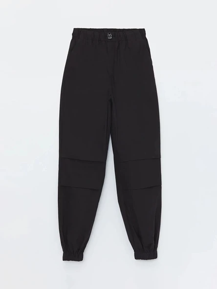 LCW Kids Siyah Beli Lastikli Kız Çocuk Jogger Pantolon ürün görseli 1