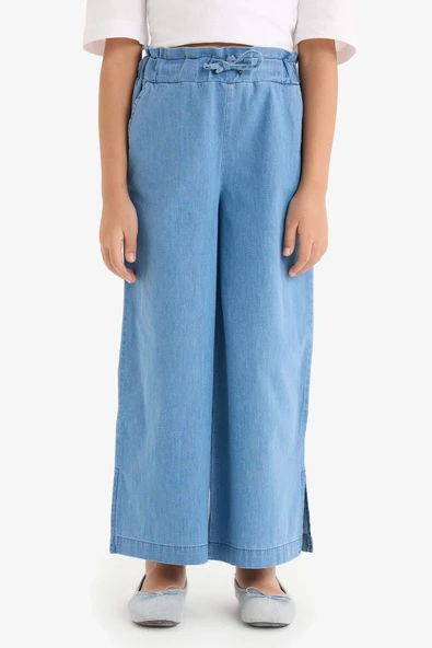 Defacto D7102 Mavi Kız Çocuk Culotte Geniş Paça Jean Pantolon ürün görseli 1