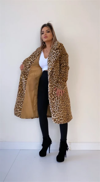 Uzun Leopar Suni Kürk Camel ürün görseli 1