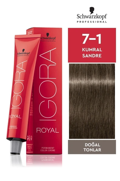 Igora Royal Doğal Tonlar 7-1 Kumral Sandre Saç Boyası 60ml ürün görseli 1