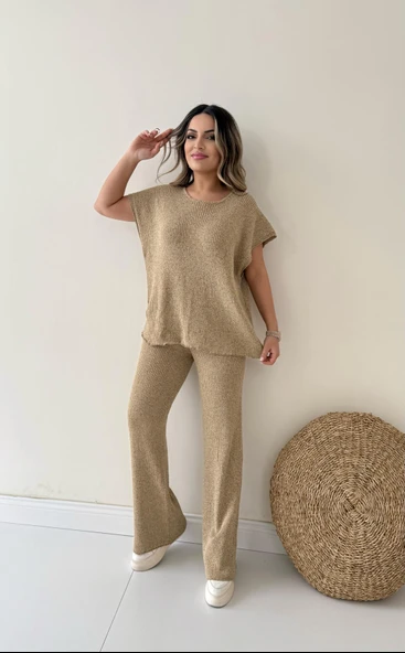Salaş Kırçıllı Triko Takım Camel - Resim 6