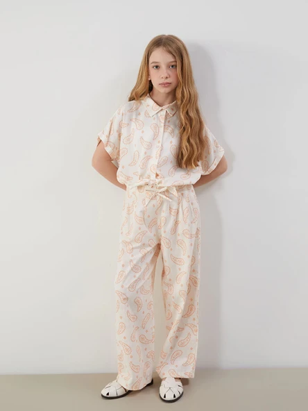LCW Kids Bej Beli Lastikli Kız Çocuk Pantolon ürün görseli 1