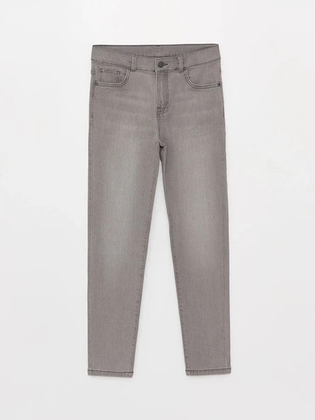 LCW Kids GRİ Beli Ayarlanabilir Lastikli Erkek Çocuk Jean Pantolon ürün görseli 1