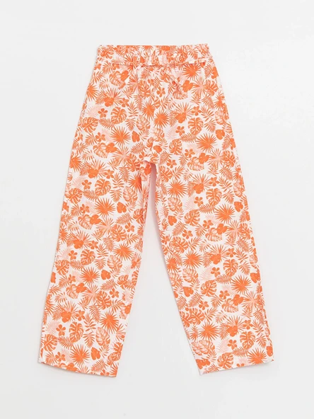 LCW Kids Pembe Beli Lastikli Çiçekli Kız Çocuk Pantolon ürün görseli 1